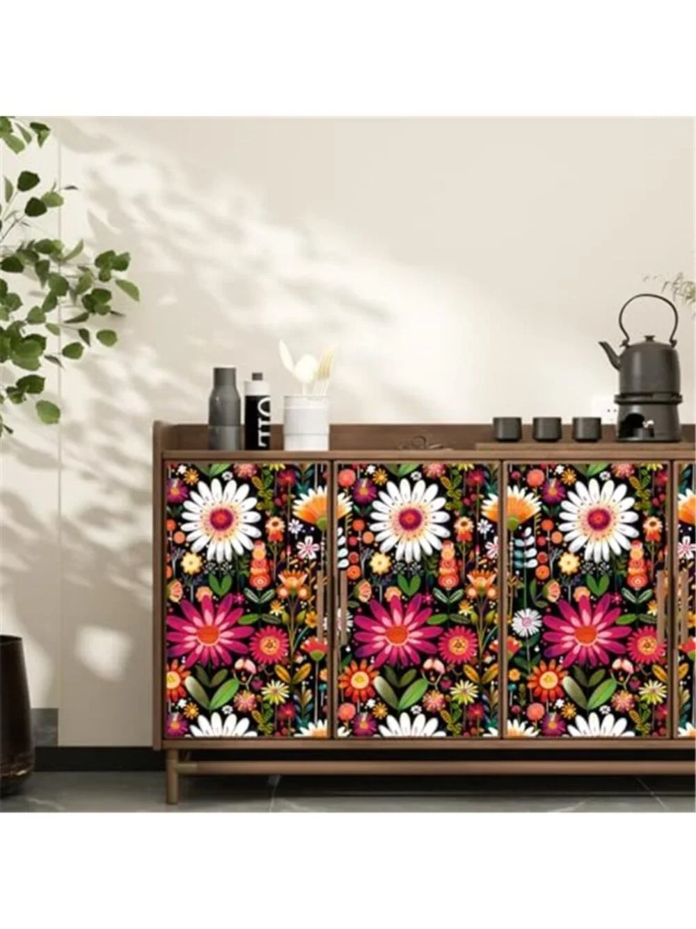 Floral Peel Stick Wallpaper Vintage Boho Removable Contact Paper Pink Black